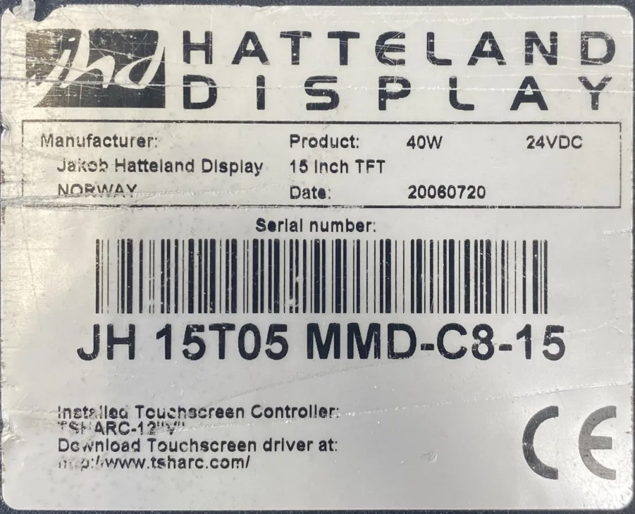 Jakob Hatteland 24VDC 15″ Marine Display JH15T05 *MME REFURB* - Image 9