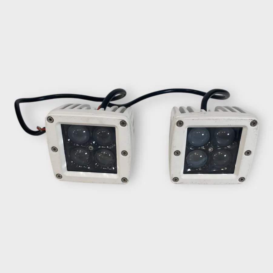 Marine Boat White LED Flood Light Pod Cube White Housing 12 Volt *QTY 2*