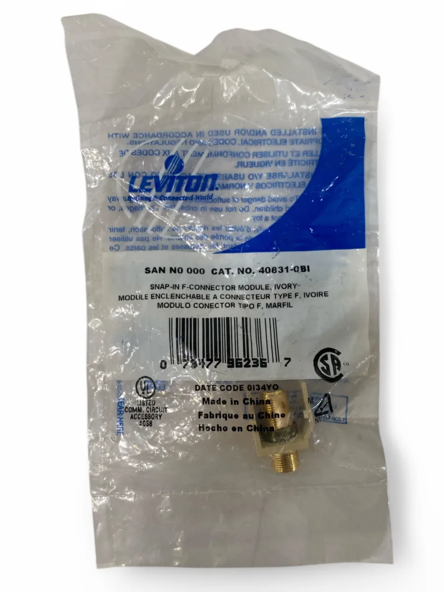 Leviton 40831-0BI Snap-In Quickport Gold F-Connector - Ivory **Lot of 3** - Image 2
