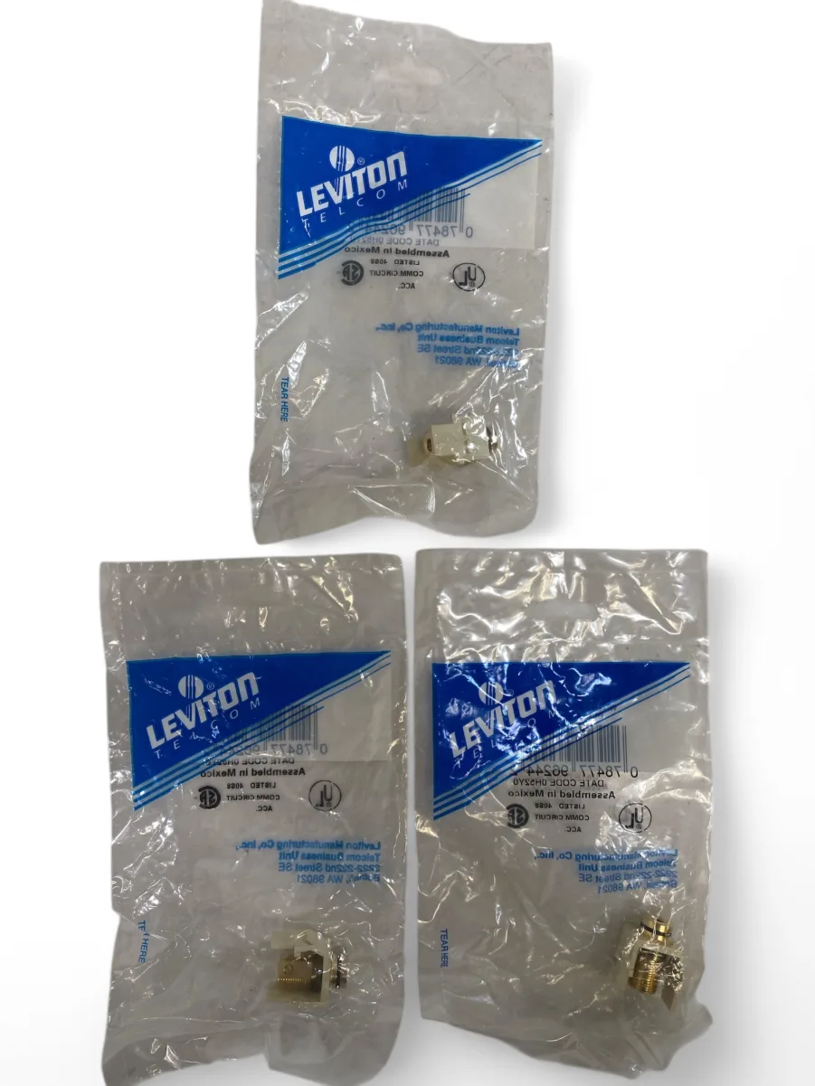 Leviton 010-40837-BIE Gold-Plated Banana Jack Quickport Connector - Ivory **Lot of 3**