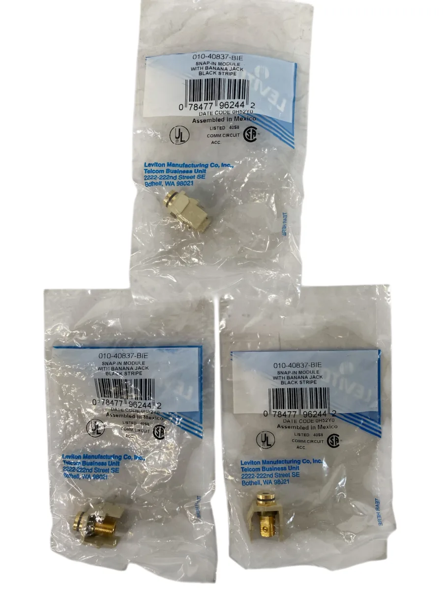 Leviton 010-40837-BIE Gold-Plated Banana Jack Quickport Connector - Ivory **Lot of 3** - Image 2
