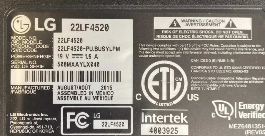 LG 22LF4520 Full HD 1080p 22" LED TV Without Stand!- Tested Good - Image 7