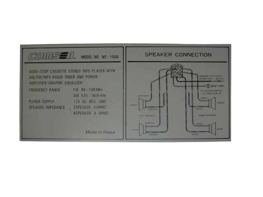 Comsen NS-1000 Stereo Cassette Deck AM/FM Amplifier/Equalizer New-Old-Stock 90-Day Warranty - Image 10