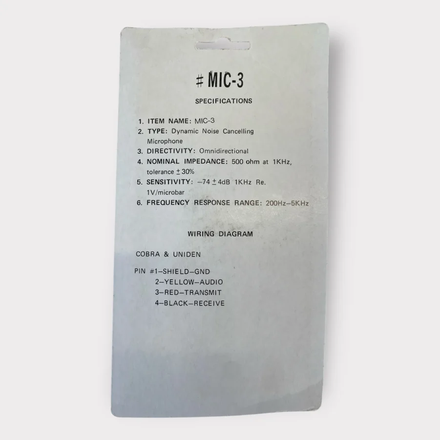 Convoy Command MIC-3 4-Pin Dynamic Noise Cancelling Microphone *New-Out of Box* - Image 7