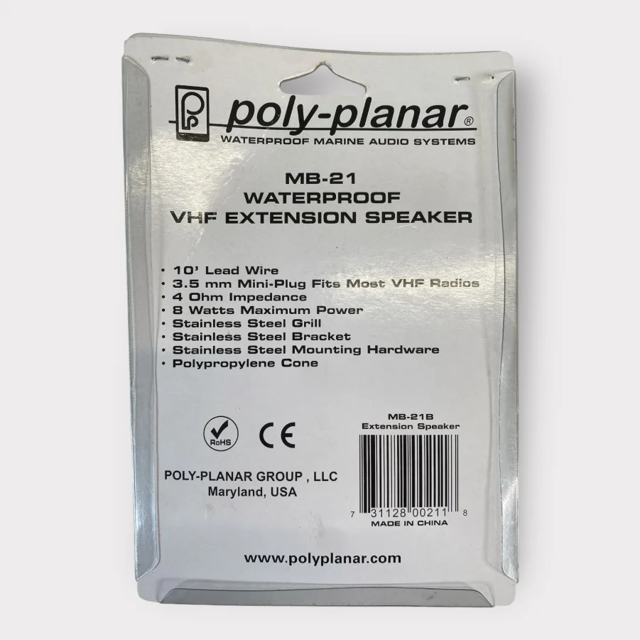 Poly-Planar MB-21B Waterproof VHF Extension Speaker - Black - 8 Watts **New** - Image 2