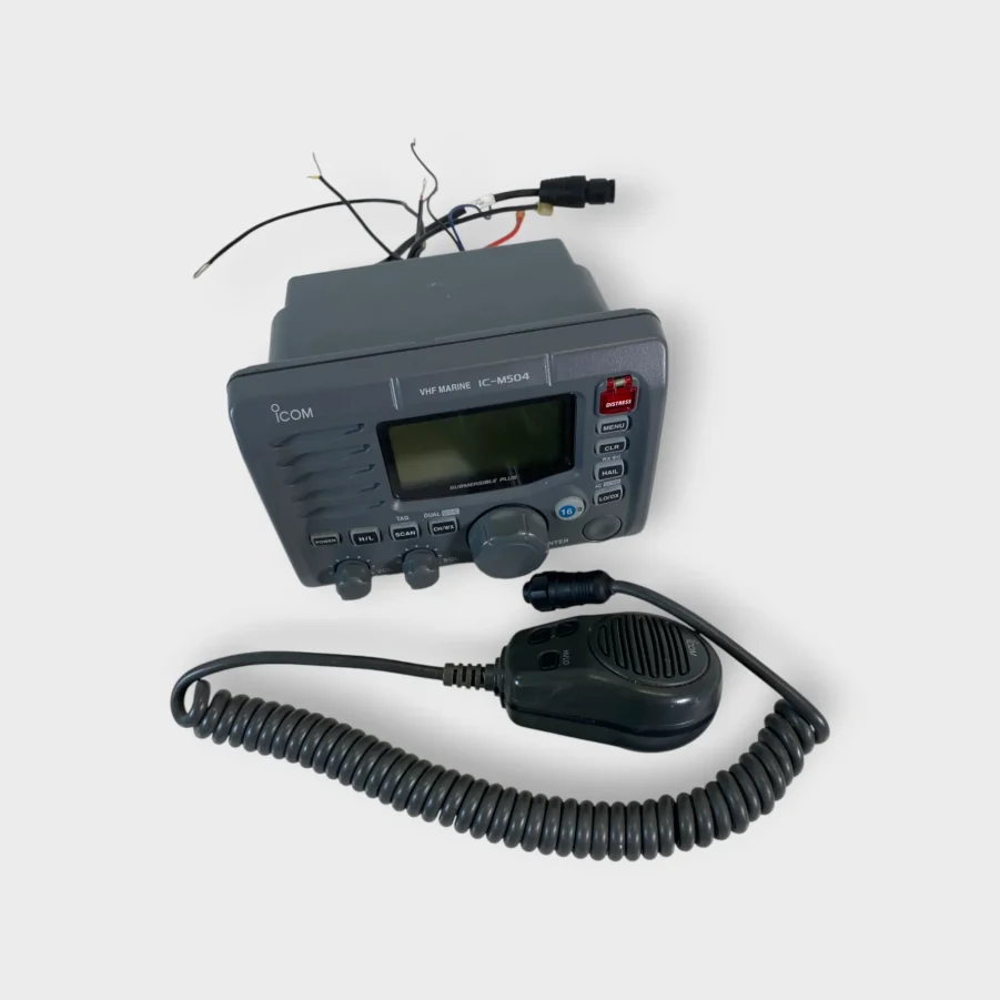 Icom IC-M504 Marine DSC VHF Radio (Grey) W/ HM-126RG Fist Mic - Tested - USED - Free Shipping -