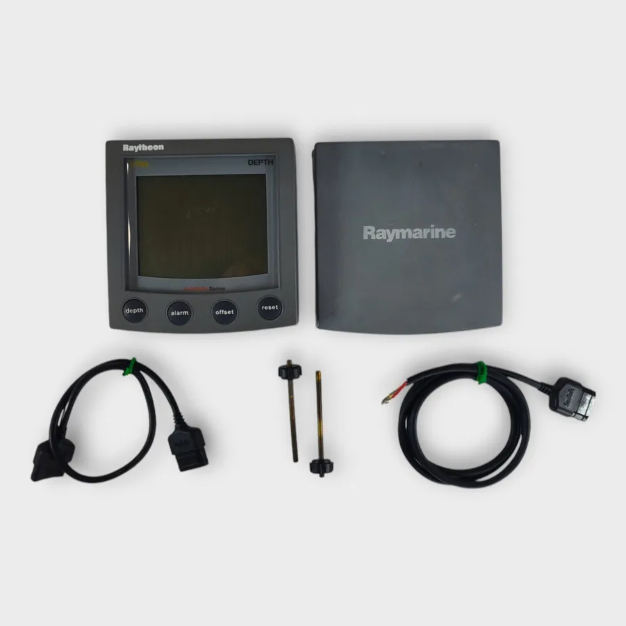Raytheon ST60 Depth Instrument Display A22010 w/ Sun Cover & Cables Tested/Good - 90 Day Warranty