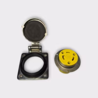 Hubbell HBL303SSO, 125V 30A, SS Marine Hull Power Outlet - New Open Box/ Blem