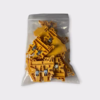 Konnect-It KN-T12, DIN-Rail Mounted Terminal Block, Yellow (Lot of 14) - Lightly Used